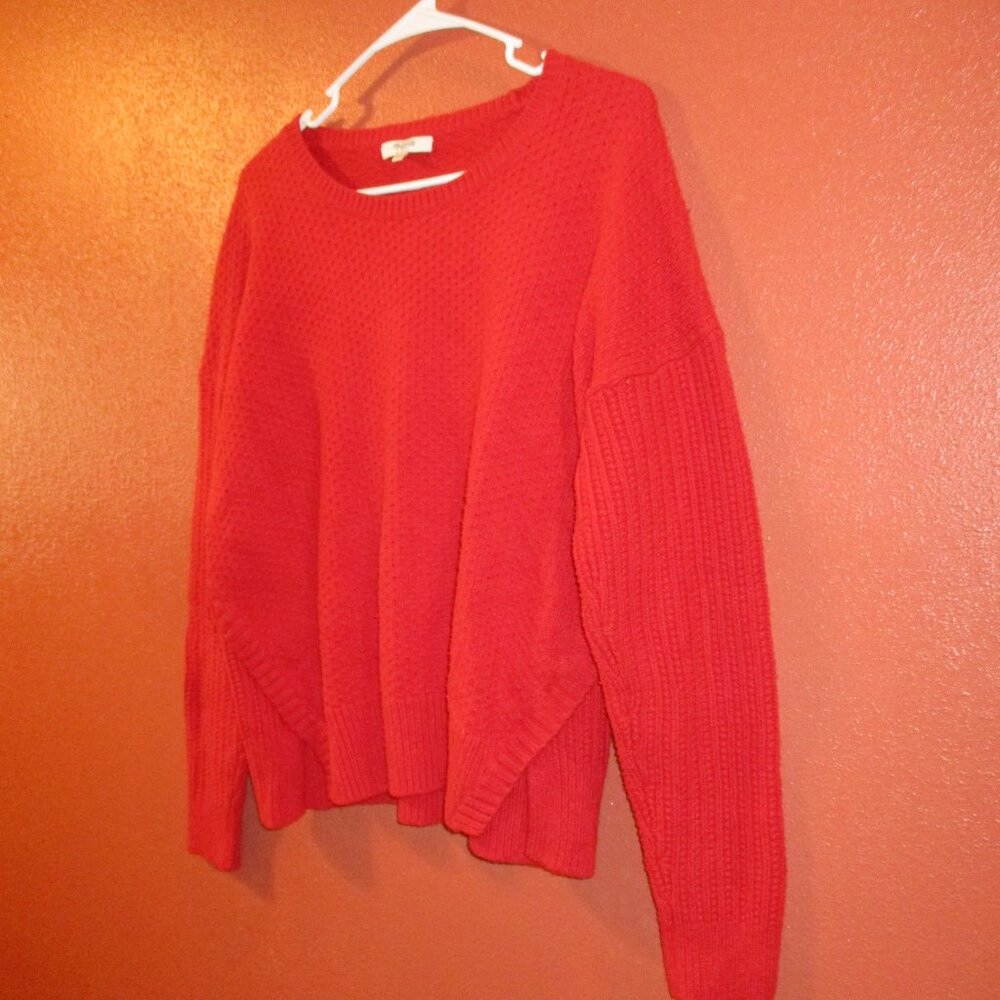 Madewell Sweater Woman Large Red Warm Outdoors Travel Vacation Sweater - Picture 4 of 7